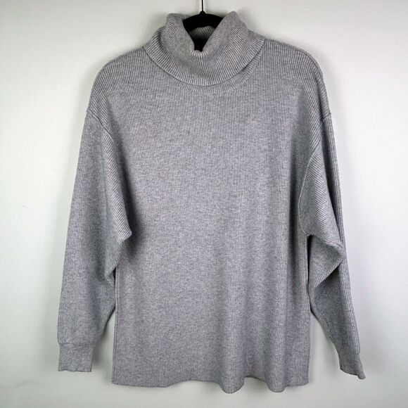 Free People Softly Structured Knit Tunic Sweater Knit Turtleneck Pullover Gray S - Picture 2 of 10
